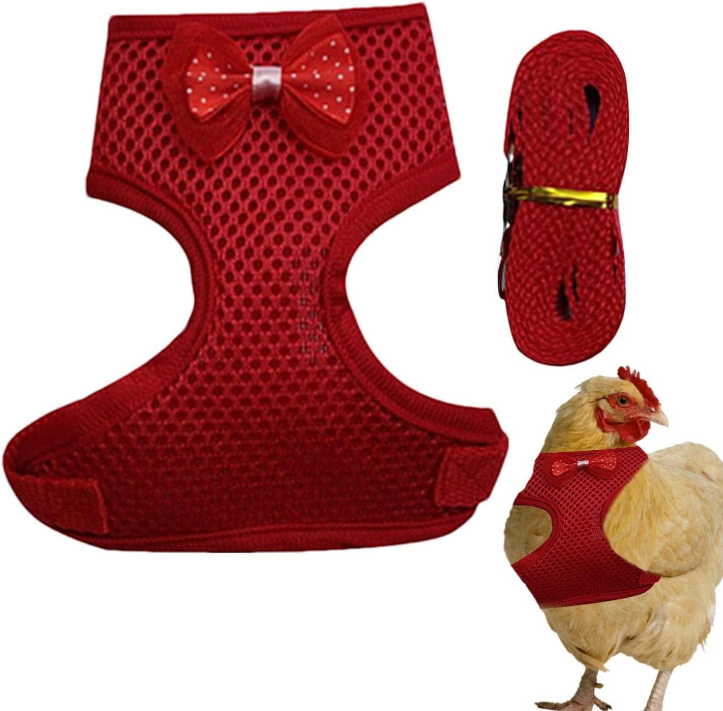 Chicken Harness | Comfortable Hens Vest with Mesh - Breathable Halloween Christmas Duck Harness for Chicken Duck Puppy Training Walking Emole Animals & Pet Supplies > Pet Supplies > Dog Supplies > Dog Apparel EmoLE Red Medium 