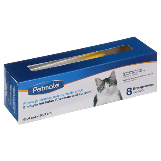 Petmate Hi-Back Drawstring Cat Litter Liners, Jumbo, 8 Count Animals & Pet Supplies > Pet Supplies > Cat Supplies > Cat Litter Box Liners Doskocil Manufacturing   