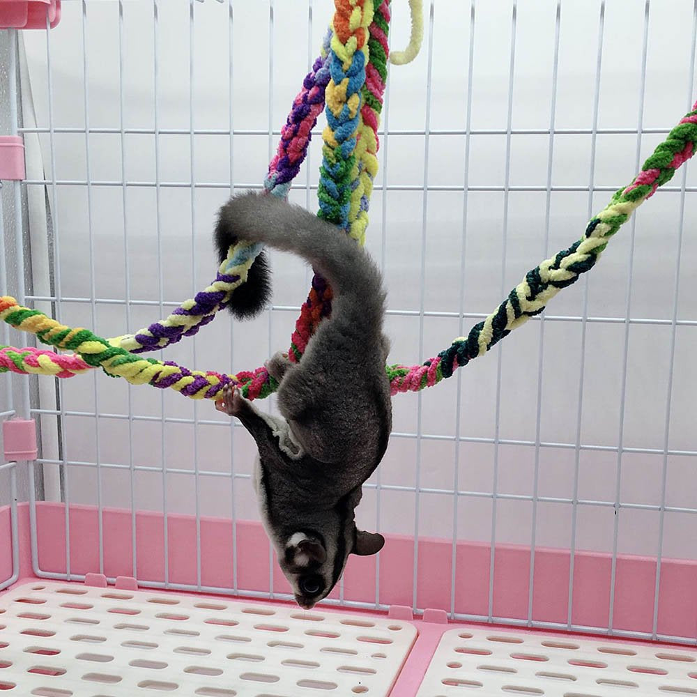 Handmade Sugar Glider Toys for Climbing Exercising Hanging Toy Cage Accessories for Bird Rope Perch Swing Toy Animals & Pet Supplies > Pet Supplies > Bird Supplies > Bird Cage Accessories Powstro   