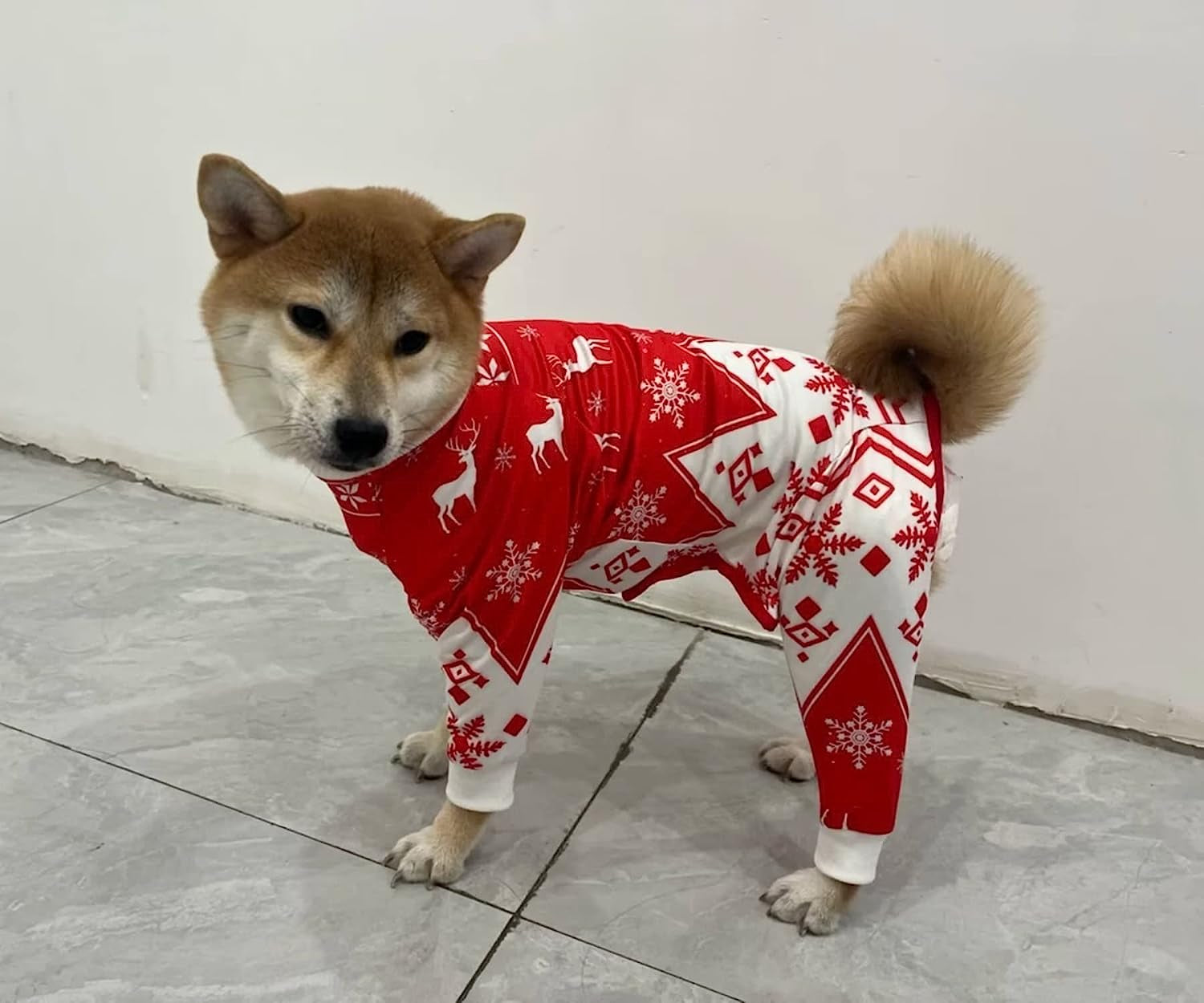 Xqpetlihai Christmas Dog Clothes Dog Onesie Surgery Recovery Suit Dog Pajamas for Large and Medium Dog (XXXL,CH) Animals & Pet Supplies > Pet Supplies > Dog Supplies > Dog Apparel Xqpetlihai   