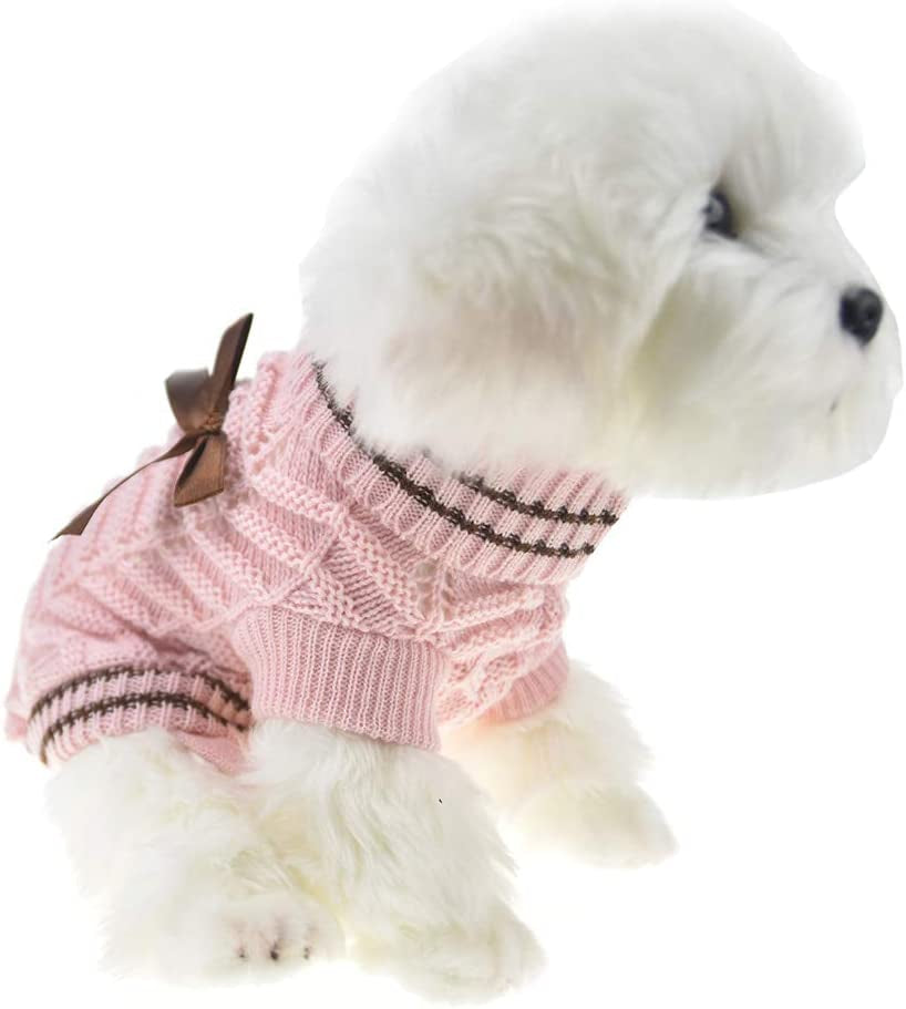 Muyaopet Pink Small Dog Sweaters Winter Warm Dog Shirt Knitted Clothes for Dachshund Bulldog Corgi (S, Pink) Animals & Pet Supplies > Pet Supplies > Dog Supplies > Dog Apparel MUYAOPET   