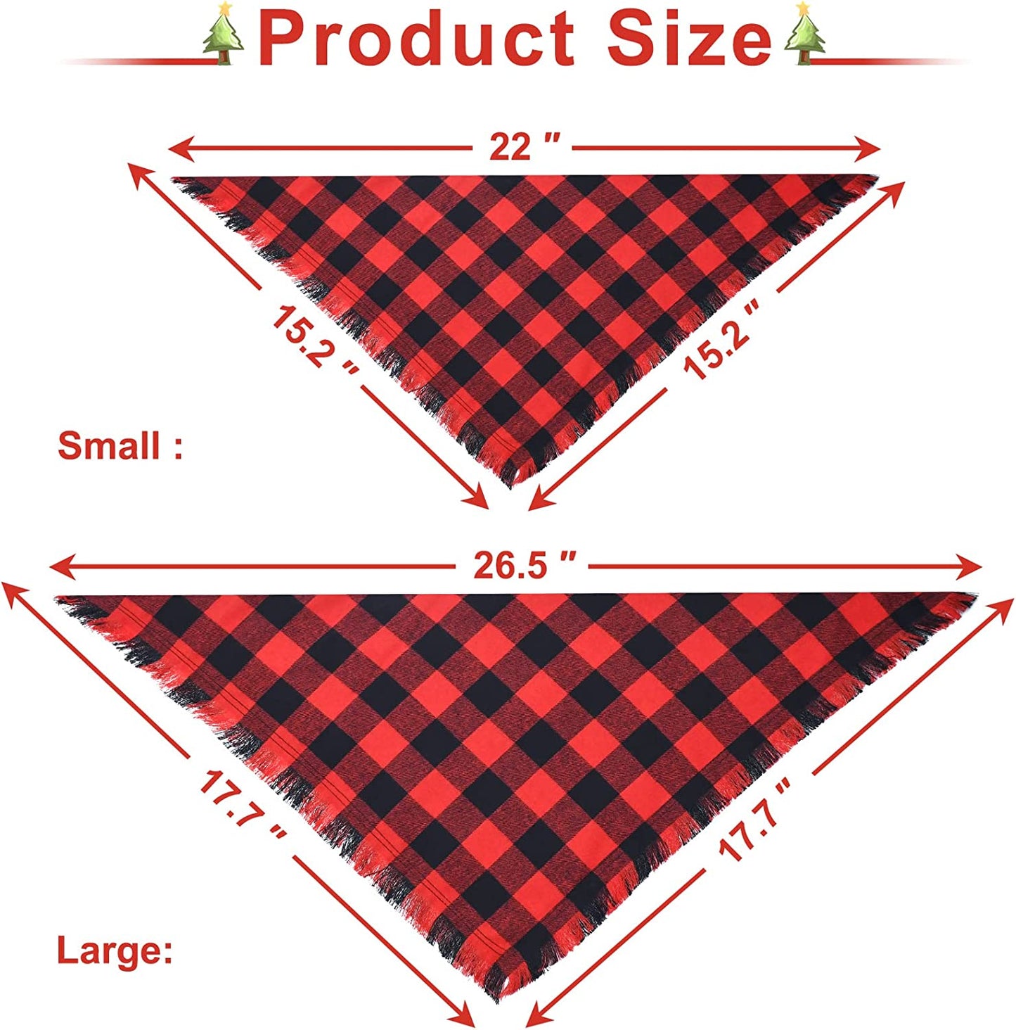 Malier 2 Pack Dog Bandana, Christmas Classic Buffalo Plaid Pattern with Tassels Edges Bandana, Pets Scarf Triangle Bibs Kerchief Bandana Costume Accessories for Small Medium Large Dogs Cats Animals & Pet Supplies > Pet Supplies > Dog Supplies > Dog Apparel Malier   