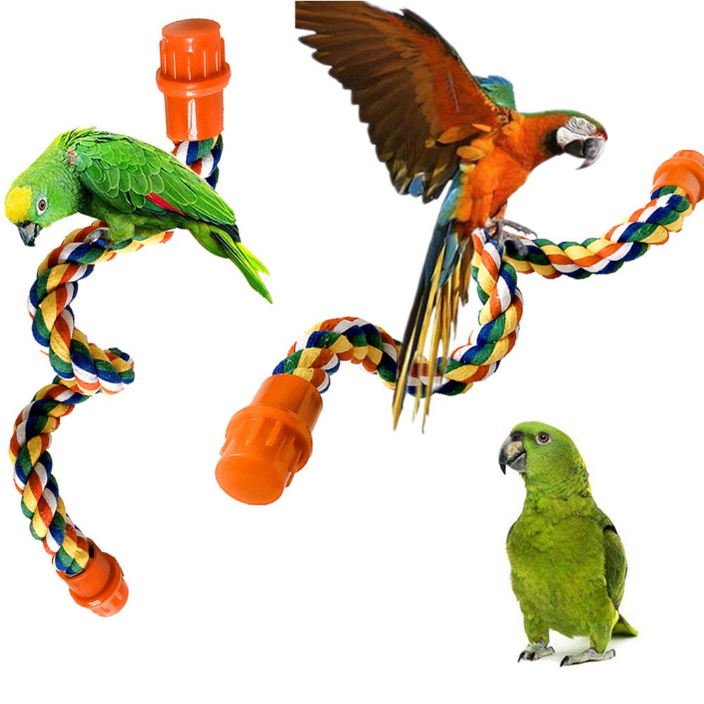 SPRING PARK 40/55/80Cm Bird Spiral Cotton Rope Perches Parrots Chewing Bungee African Grey Cage Toys Swing Birdcage Accessories Parakeet Climbing Chew Toy Animals & Pet Supplies > Pet Supplies > Bird Supplies > Bird Cage Accessories SPRING PARK   