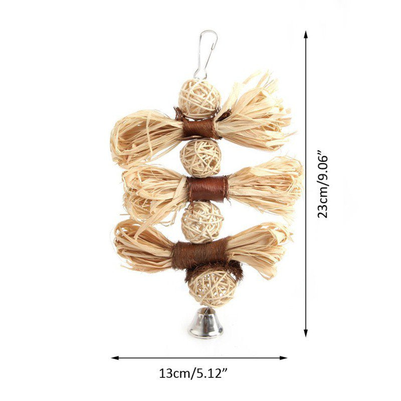 Natural Wooden Grass Pet Parakeet Chewing Toy Parrot Bird Bites Swing Ball Loofah Vine Balls Cage Bird Hanging Accessories Animals & Pet Supplies > Pet Supplies > Bird Supplies > Bird Cage Accessories Ardorlove   