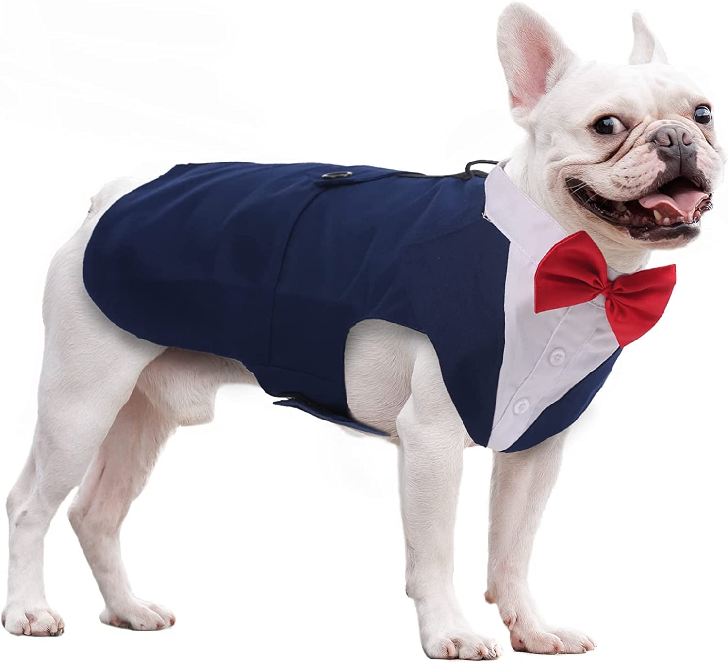 Dog Tuxedo Wedding Party Suit, Formal Tuxedo for Medium Large Dogs, Dog Prince Shirt and Bandana Set with Bow Tie, Weeding Attire Dress-Up Costumes Holiday Wear, Elegant Dog Cosplay Apparel Animals & Pet Supplies > Pet Supplies > Dog Supplies > Dog Apparel ZARYIEEO Blue L(Chest:20.9"-25.6",Back:16.5") 