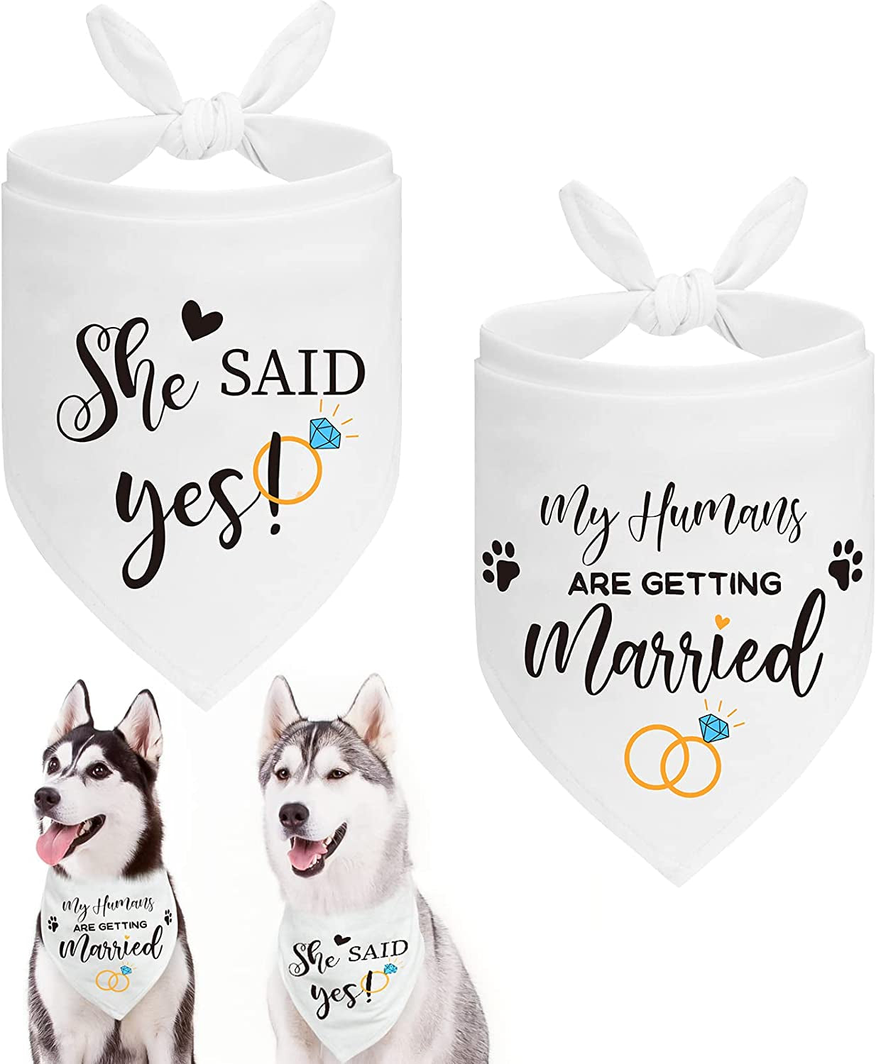 BEAUTYZOO My Human Is Getting Married Dog Wedding Bandanas for Engagement Photos Bridal Party Show, Gift for Puppy Small Medium Large Dogs Pet Accessories, Dog Scarf Triangle, 2Pcs Animals & Pet Supplies > Pet Supplies > Dog Supplies > Dog Apparel BEAUTYZOO Style A(2 PACKS) Wedding 