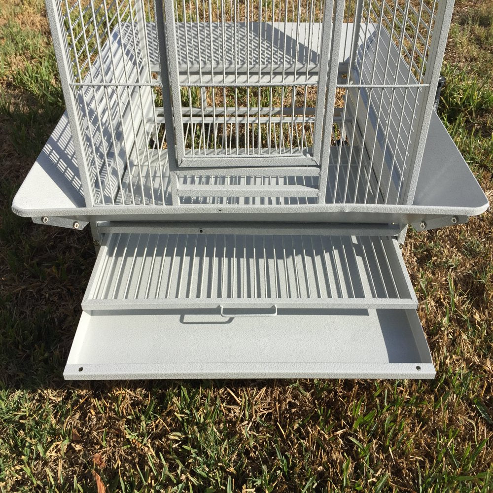 Large Elegant Wrought Iron Open/Close Dome Perch Play Top Stand Bird Parrot Rolling Cage, Include Metal Seed Guard Solid Metal Feeder Breeding Doors Animals & Pet Supplies > Pet Supplies > Bird Supplies > Bird Cages & Stands Mcage   