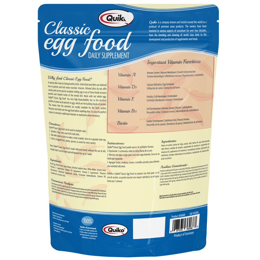 Quiko Classic Egg Food Supplement - Bird Seed Blend for All Pet Birds Animals & Pet Supplies > Pet Supplies > Bird Supplies > Bird Food Vitakraft Sun Seed   