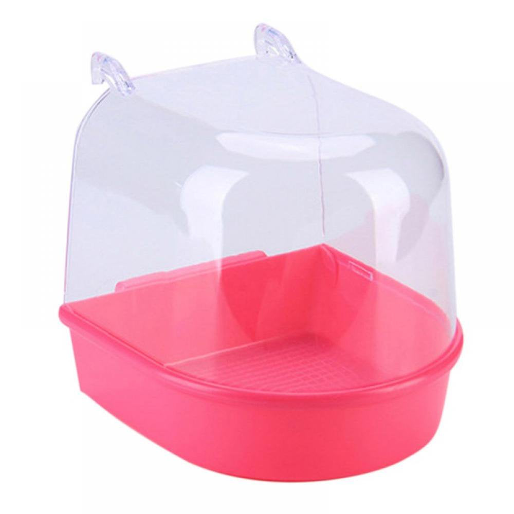 Bird Bath Box Bird Cage Accessory Supplies Bathing Parakeet Caged Bird Bathing Tub with Water Injector for Pet Small Birds Canary Budgies Parrot Parakeet Finch Canary Parrot Lovebird Animals & Pet Supplies > Pet Supplies > Bird Supplies > Bird Cage Accessories Sunmark Pink  