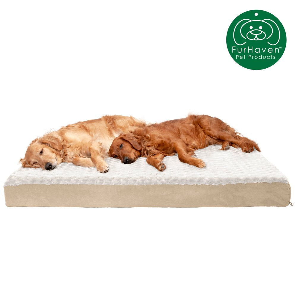 Furhaven Pet Products | Deluxe Memory Foam Ultra Plush Mattress Pet Bed for Dogs & Cats, Chocolate, Jumbo Animals & Pet Supplies > Pet Supplies > Cat Supplies > Cat Beds FurHaven Pet Memory Foam Jumbo Plus Cream