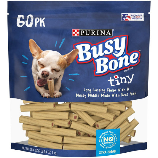 Purina Busy Toy Breed Dog Bones, Tiny, 60 Ct. Pouch Animals & Pet Supplies > Pet Supplies > Dog Supplies > Dog Treats Nestlé Purina PetCare Company   