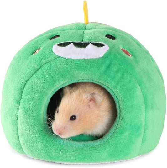 HKJF Hamster Bed Houses and Hideouts Warm Cotton Nest Cave for Small Pet Animals Cage Habitat Decor (Green Monster) Animals & Pet Supplies > Pet Supplies > Small Animal Supplies > Small Animal Habitats & Cages HKJF   