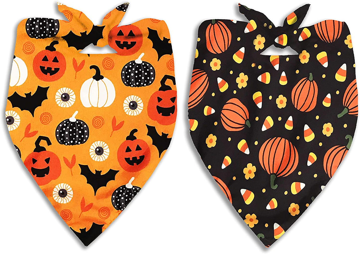 2 Pack Halloween Dog Bandana, Holiday Cat Pumpkin Candy Corn Bandana Bibs Scarf Accessories for Small Mediun Large Dogs and Cats Pets Puppies (Large) Animals & Pet Supplies > Pet Supplies > Dog Supplies > Dog Apparel Pohshido   