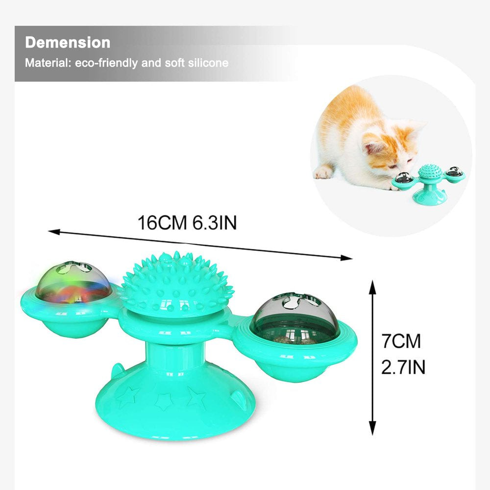 Catnip Toys Windmill Cat Toy, Cat Turntable Teasing Interactive Toy with Suction Cup and LED Ball, Portable Windmill Scratch Hair Brush Cat Toothbrush Oral Care Toy Animals & Pet Supplies > Pet Supplies > Cat Supplies > Cat Toys HUA TRADE   