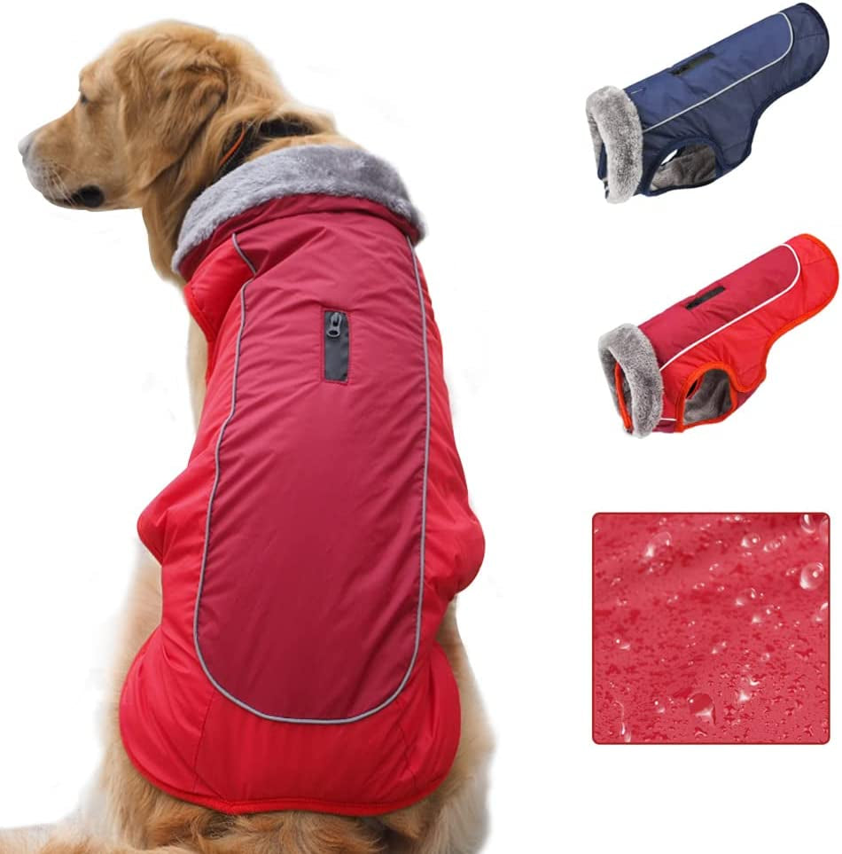 [Upgrade] Dog Winter Coat Thickened Dog Clothes Cozy Reflective Waterproof Dog Winter Jacket Warm Dog Apparel for Cold Weather British Style Fleece Vest Dog Sweater for Medium Large Dogs Animals & Pet Supplies > Pet Supplies > Dog Supplies > Dog Apparel SCPET Red Medium 