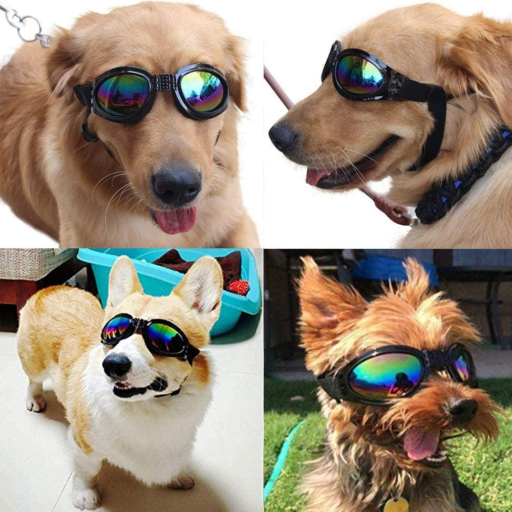 NA/ 2 Pcs Dog Goggles, Adjustable Strap Dog Goggles Eye Wear Protection for Travel Skiing, UV Protection Waterproof Sunglasses for Dog (Black, White) Animals & Pet Supplies > Pet Supplies > Dog Supplies > Dog Apparel PINTOU   