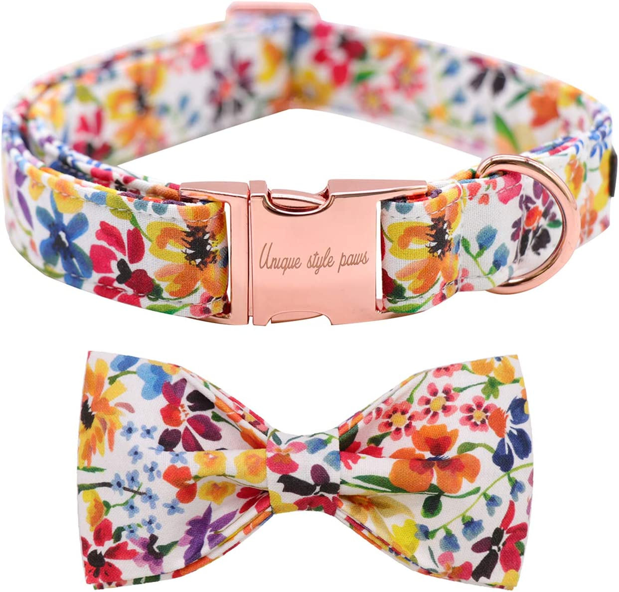 Unique Style Paws Plaid Dog Collar with Bow Pet Gift Adjustable Soft and Comfy Bowtie Collars for Small Medium Large Dogs Animals & Pet Supplies > Pet Supplies > Dog Supplies > Dog Apparel Unique style paws Flower X-Large (Pack of 1) 