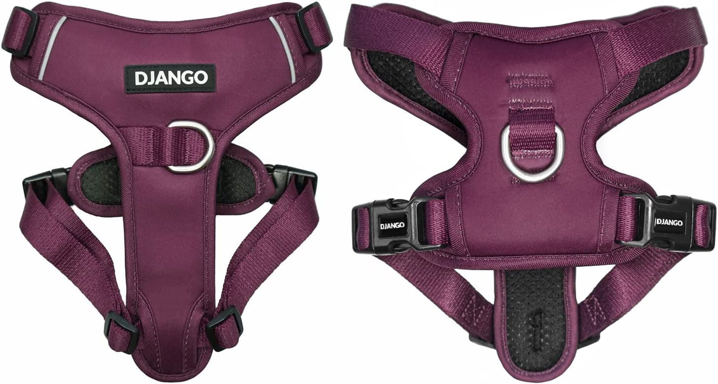 DJANGO Tahoe No Pull Dog Harness – Comfortable, Durable, and Padded Harness with Front and Back D-Rings and Reflective Piping – Adjustable and Secure Design for Everyday Use (Large, Poppy Seed Gray) Animals & Pet Supplies > Pet Supplies > Dog Supplies > Dog Apparel DJANGO Raspberry Purple Small 