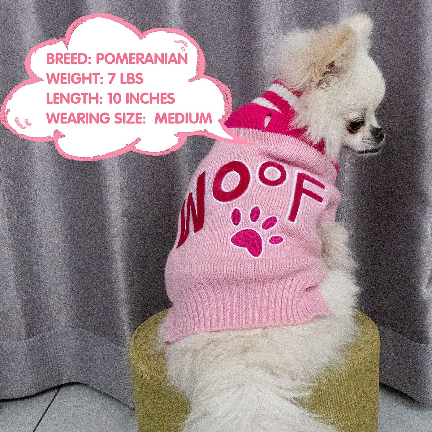 KYEESE Valentines Day Dog Sweater Woof Turtleneck Dog Knitwear for Medium Dogs with Leash Hole Dog Apparel Dog Coat, Pink,Xl Animals & Pet Supplies > Pet Supplies > Dog Supplies > Dog Apparel kyeese   