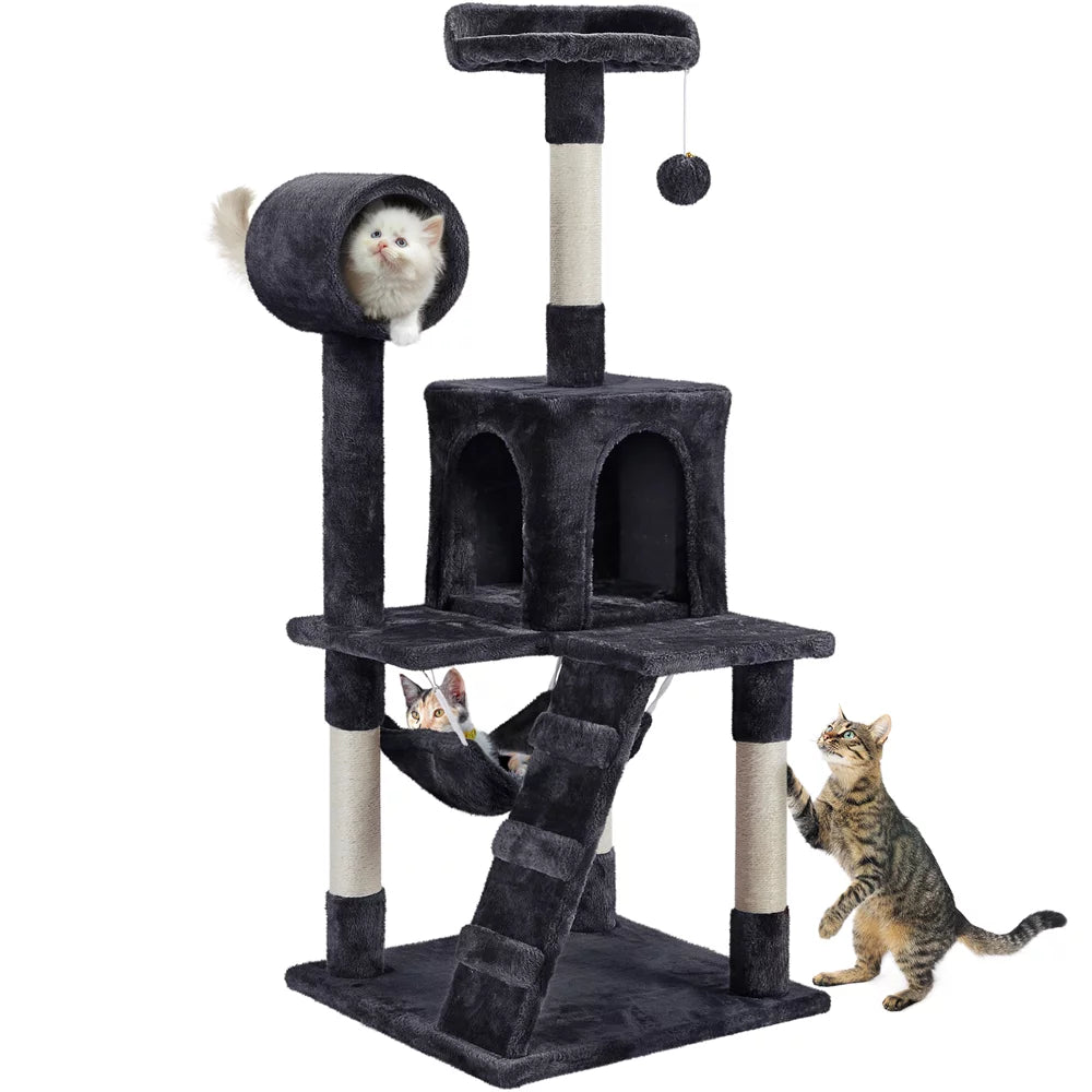 Smilemart 51" Cat Tree with Hammock and Scratching Post Tower, Black Animals & Pet Supplies > Pet Supplies > Cat Supplies > Cat Furniture SmileMart Black  