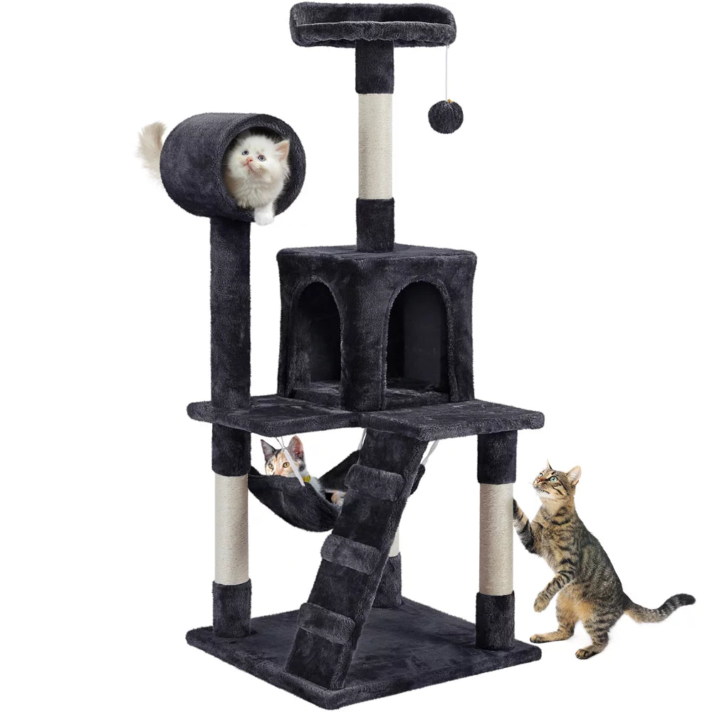 Smilemart 51" Cat Tree with Hammock and Scratching Post Tower, Dark Gray Animals & Pet Supplies > Pet Supplies > Cat Supplies > Cat Furniture SmileMart Black  