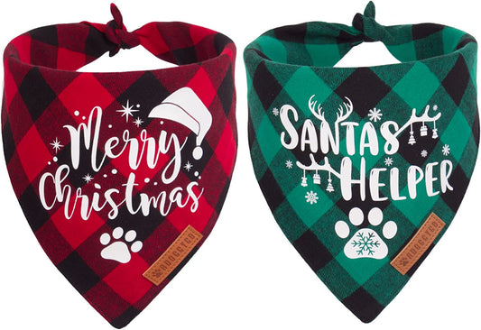 Adoggygo Christmas Dog Bandanas, Red Green Plaid Dog Christmas Scarf Bib, Multiple Sizes Offered, Merry Christmas Bandanas for Large X-Large Dogs Pets (X-Large, Red&Green) Animals & Pet Supplies > Pet Supplies > Dog Supplies > Dog Apparel ADOGGYGO Red&Green Large 