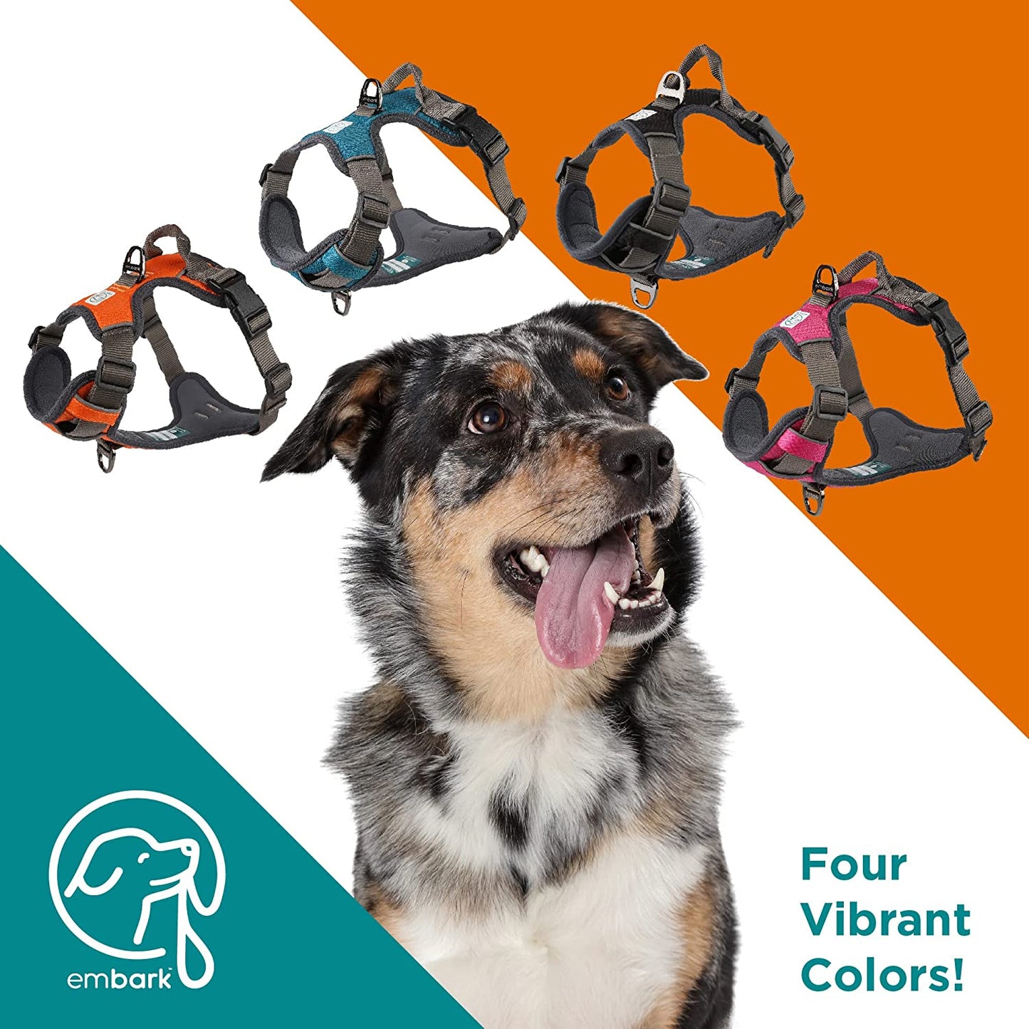 Embark Adventure Dog Harness, No Pull Dog Harness with 2 Leash Clips, Dog Harness for Medium Dogs No Pull. Front & Back with Control Handle, Adjustable Blue Dog Vest, Soft & Padded for Comfort Animals & Pet Supplies > Pet Supplies > Dog Supplies > Dog Apparel Embark Pets   