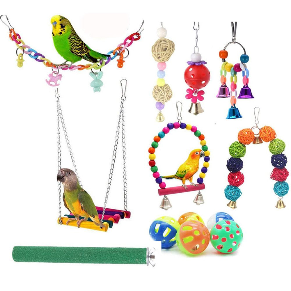 Pet Enjoy 13Pcs/Set Bird Parrot Swing Toys,Parrots Chewing Wood and Rope Bungee Bird Toy,Bell Ball Hammocktoy Parrot Cage Accessories Animals & Pet Supplies > Pet Supplies > Bird Supplies > Bird Cage Accessories Pet Enjoy   