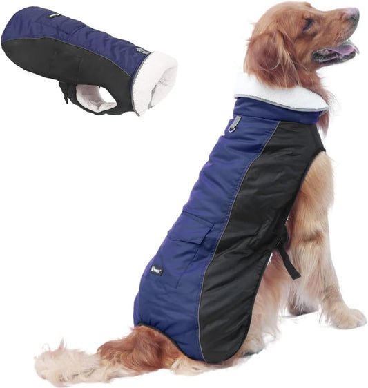 EMUST Dog Winter Coats,Thick Fleece Lining Coat/S for Dogs Winter,Windproof Lightweight Dog Jackets for Extra Large Dogs, 6 Colors 6 Sizes (XL, Blue) Animals & Pet Supplies > Pet Supplies > Dog Supplies > Dog Apparel EMUST Blue XL 