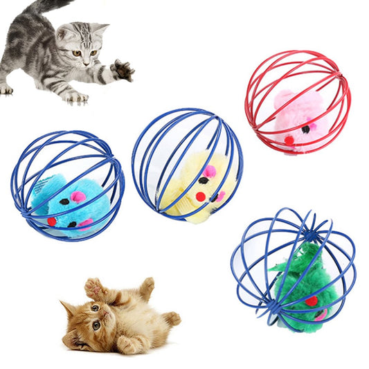 Besufy Pet Cat Toy Funny Kitten Fake Mouse Rat Mice Ball Cage Play Interactive Game Toy