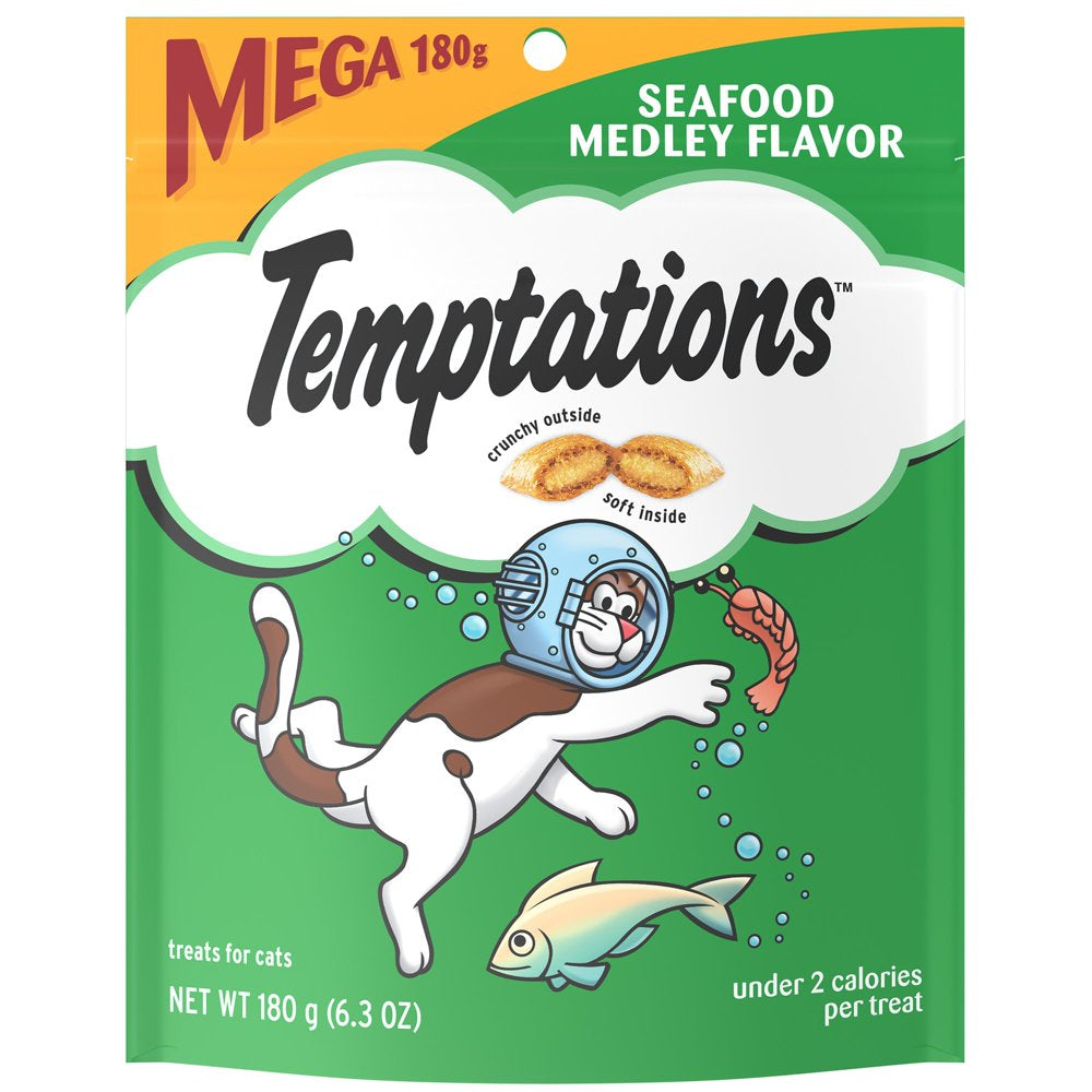 TEMPTATIONS Classic Crunchy and Soft Cat Treats Seafood Medley Flavor, 6.3 Oz. Pouch Animals & Pet Supplies > Pet Supplies > Cat Supplies > Cat Treats Mars Petcare   