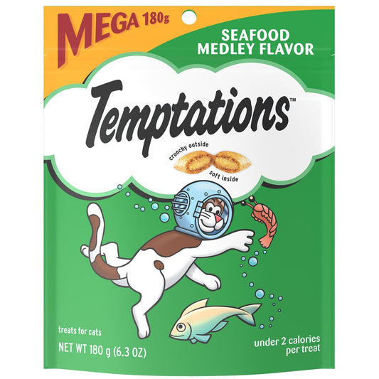 TEMPTATIONS Classic Crunchy and Soft Cat Treats Seafood Medley Flavor, 6.3 Oz. Pouch Animals & Pet Supplies > Pet Supplies > Cat Supplies > Cat Treats Mars Petcare   