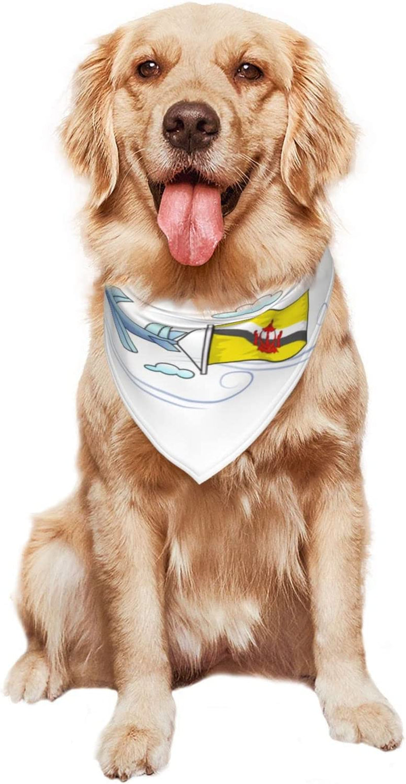 Airplane with Flag Brunei Pet Dog and Cat Decorative Triangle Scarf,Dog Bandana,Breathable and Stain Resistant. Animals & Pet Supplies > Pet Supplies > Dog Supplies > Dog Apparel ZALTAS   