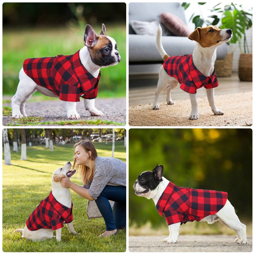 IDOMIK Dog Shirt Pet Plaid Shirts Breathable Pet Puppy T-Shirt Outfit Dog Clothes for Small Medium Dogs Cats Dog Pajamas Spring Summer Adorable Pet Clothes Animals & Pet Supplies > Pet Supplies > Dog Supplies > Dog Apparel IDOMIK   