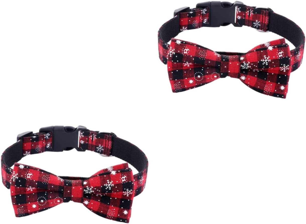 Ipetboom 2Pcs Black Chokers Green Bowtie Puppy Whelping Collars Pet Dog Collar Christmas for Dogs Adjustable Dog Collar Medium Dog Kitten Bow Tie Snowflake Dog Collar Pet Dog Cat Collar Boy Animals & Pet Supplies > Pet Supplies > Dog Supplies > Dog Apparel Ipetboom Redx2pcs Sx2pcs 