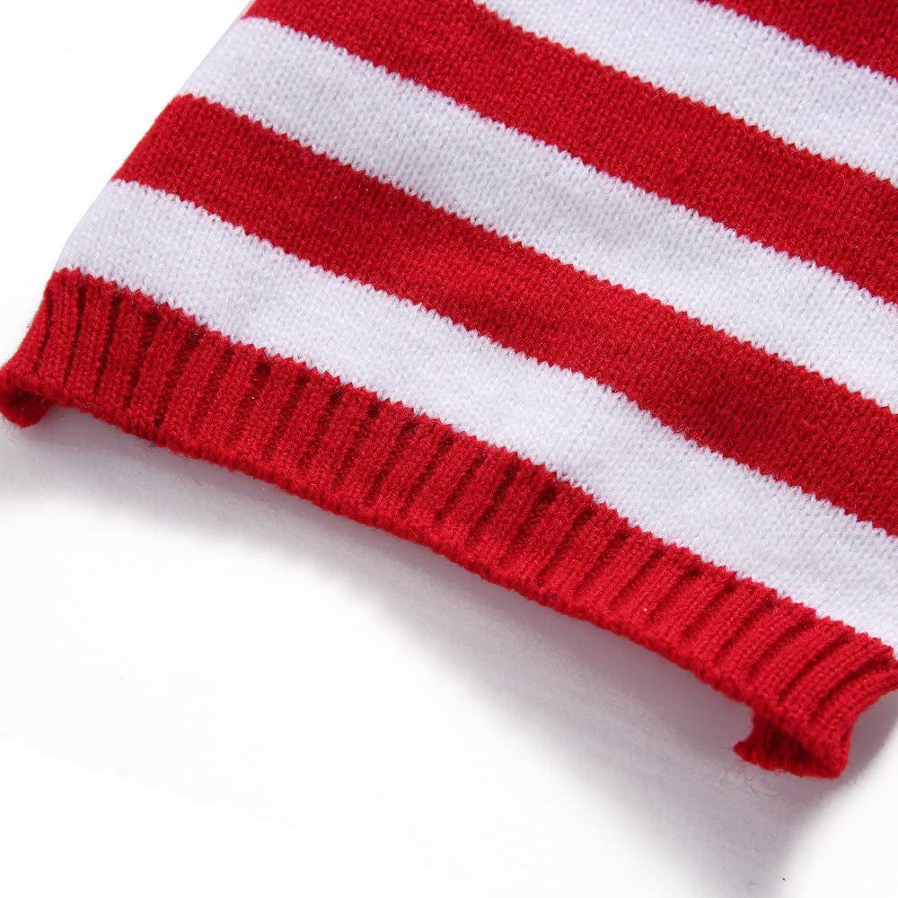 S-Lifeeling Red and White Striped Dog Sweater Holiday Halloween Christmas Pet Clothes Soft Comfortable Dog Clothes Animals & Pet Supplies > Pet Supplies > Dog Supplies > Dog Apparel PL   