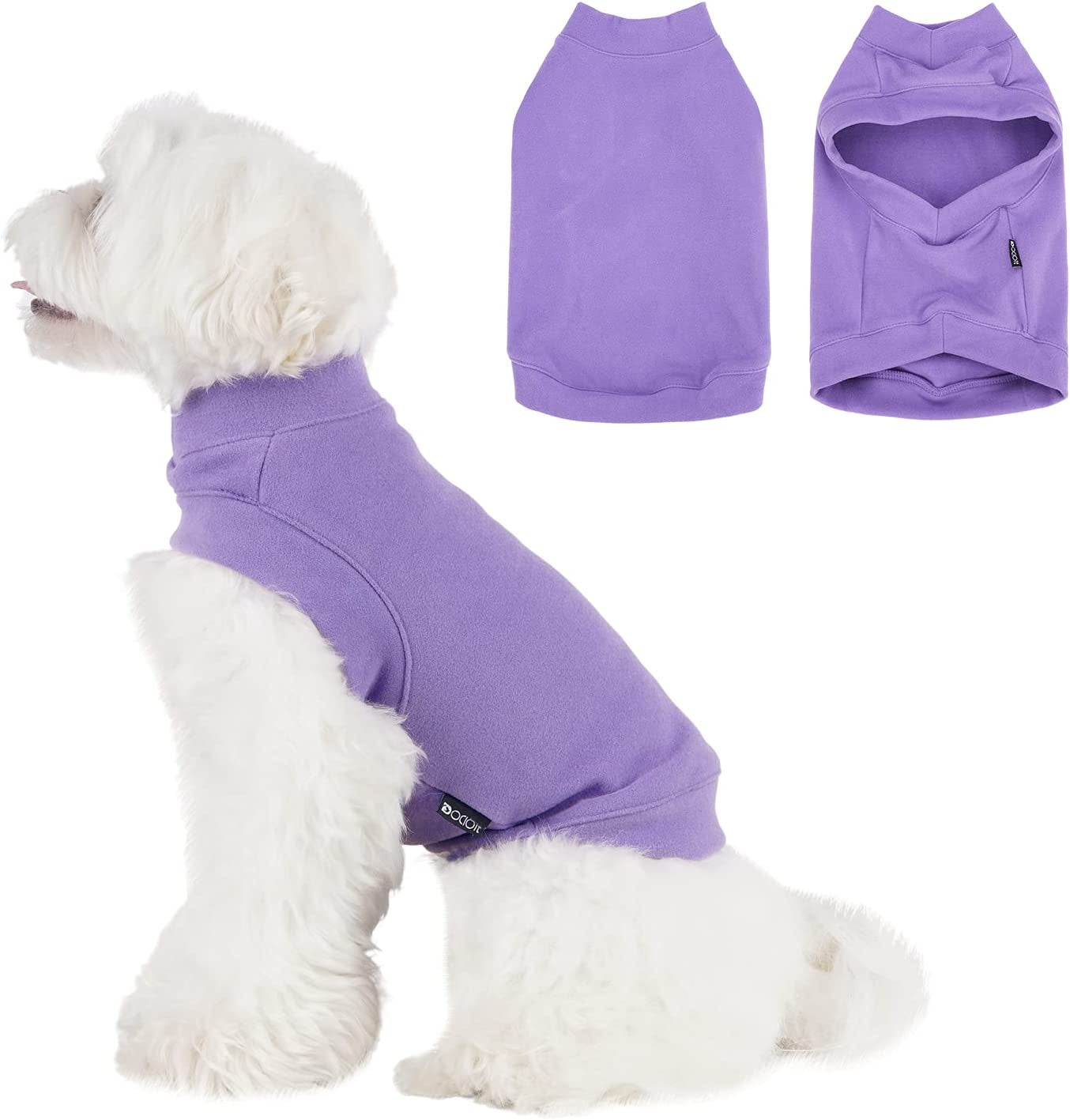 Soft Fleece Dog Sweatshirt - Warm Dog Sweaters for Small Medium Dogs Cats Cold Weather - Cat Sweater Pullover Stretchy Hoodie Easy on - Comfortable Dog Winter Clothes Pet Sweaters Vest for Doggie Animals & Pet Supplies > Pet Supplies > Dog Supplies > Dog Apparel Dociote Purple L 