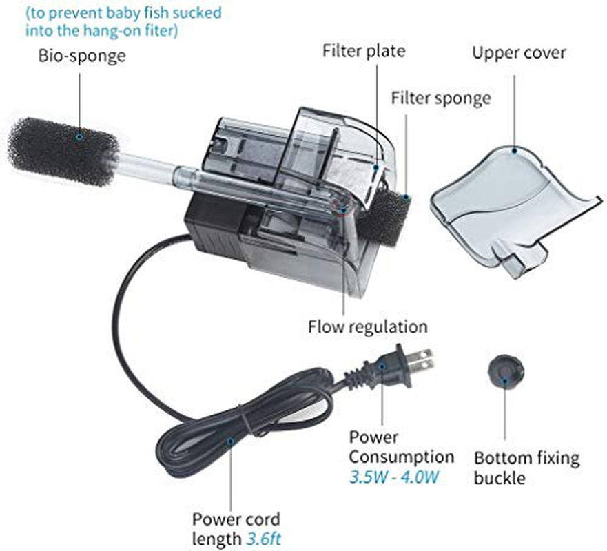 Boxtech Aquarium Hang on Filter - Power Waterfall Suspension Oxygen Pump - Submersible Hanging Activated Carbon Biochemical Wall Mounted Fish Tank Filtration Water (5-10 Gal) Animals & Pet Supplies > Pet Supplies > Fish Supplies > Aquarium Filters Boxtech   