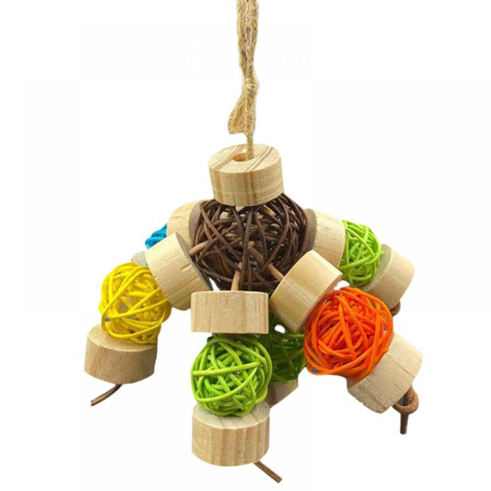 Bird Parrot Toy, Large Parrot Toy Natural Wooden Blocks Bird Chewing Toy Parrot Cage Bite Toy Suits for African Grey Cockatoos Parrots Ect Large Medium Parrot Birds Animals & Pet Supplies > Pet Supplies > Bird Supplies > Bird Toys Ardorlove S  