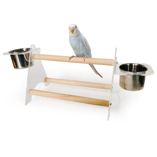 SPRING PARK Parrot Playstand Bird Playground Wood Gym Stand Feeder Cup Toy Set