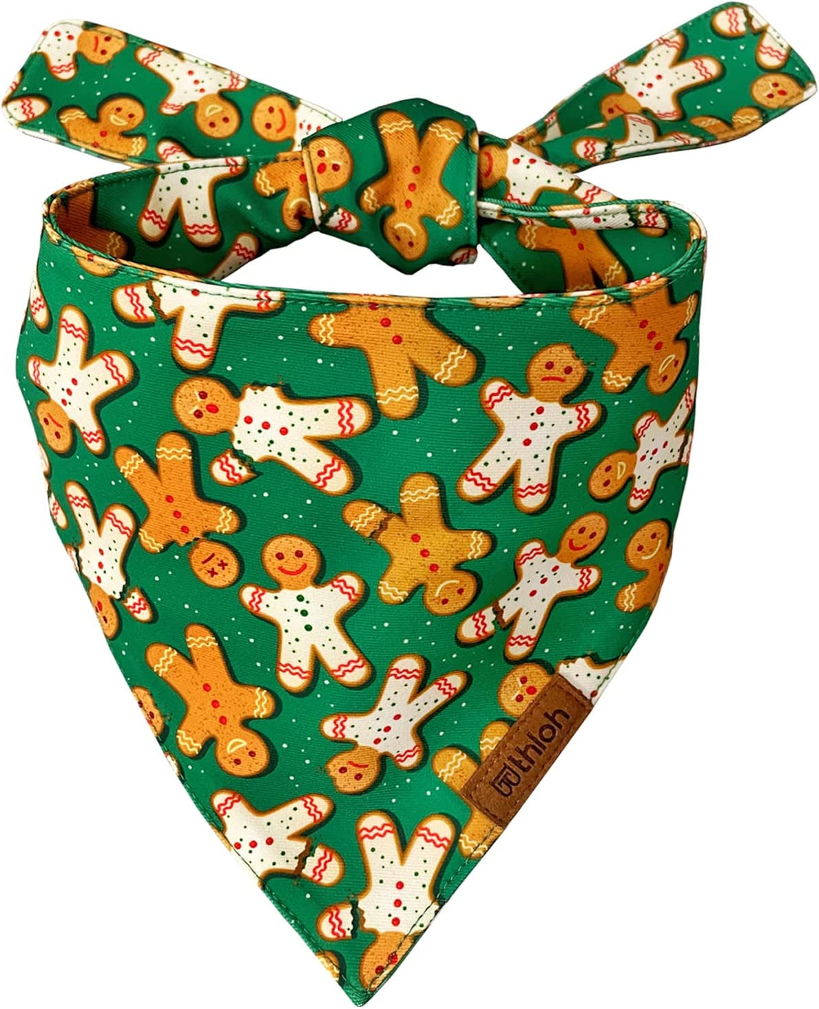 THLOH Holiday Dog Bandanas - 2 Pack Gingerbread Cookies Pet Scarf | Multiple Sizes Offered | for Boy and Girl, Adjustable Fit, Birthday Bandana for Small Medium Large Dogs,2Pcs,L Animals & Pet Supplies > Pet Supplies > Dog Supplies > Dog Apparel THLOH (1 Pack) Green Large 