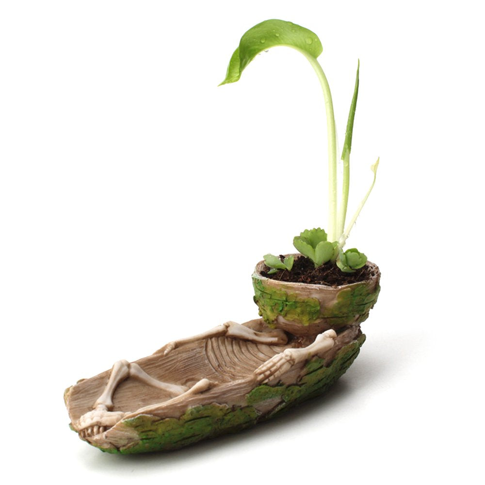 HOTYA Skeleton Reptile Food Bowl Amphibian Pet Cage Rock Decoration Water Injection Animals & Pet Supplies > Pet Supplies > Reptile & Amphibian Supplies > Reptile & Amphibian Food HOTYA   