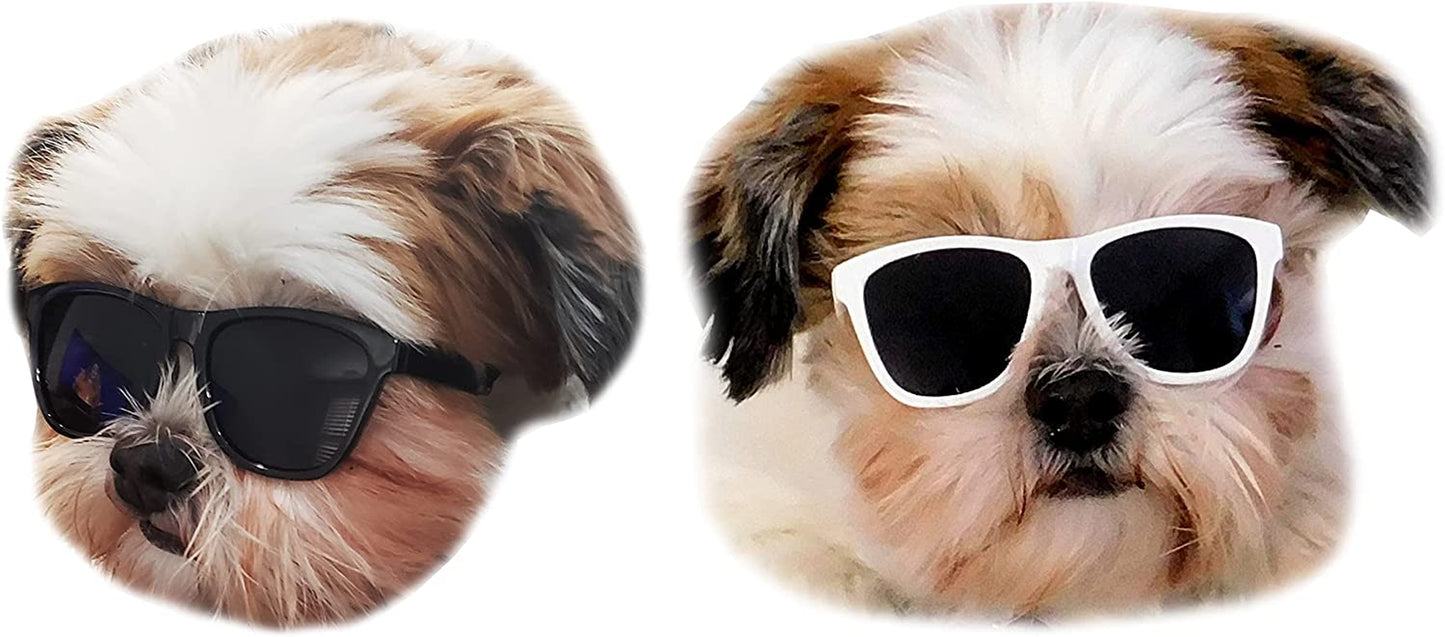 G014 Dog Pet 80S Sunglasses Goggles for Small Dogs up to 15Lbs (Pink) Animals & Pet Supplies > Pet Supplies > Dog Supplies > Dog Apparel Style Vault 2-pack Black+White  