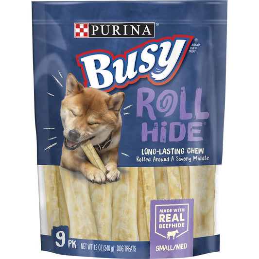 Purina Busy Rawhide Small/Medium Breed Dog Bones, Rollhide, 9 Ct. Pouch Animals & Pet Supplies > Pet Supplies > Dog Supplies > Dog Treats Nestlé Purina PetCare Company   