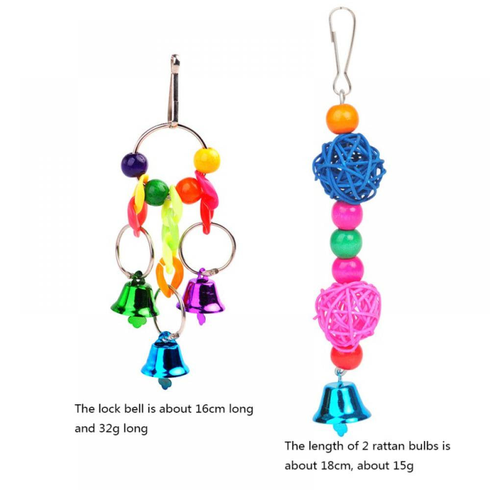 Bird Toys Parrot Swing Toys - Chewing Hanging Bell Pet Birds Cage Toys Suitable for Small Parakeets, Conures, Love Birds, Cockatiels, Macaws, Finches, Style A Animals & Pet Supplies > Pet Supplies > Bird Supplies > Bird Toys MELLCO   