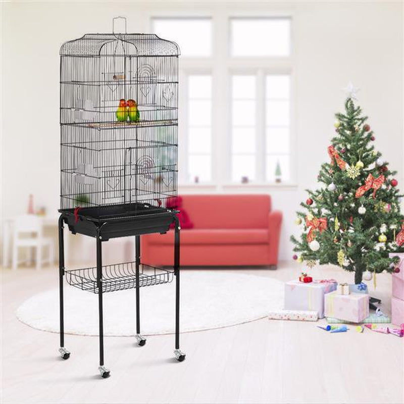 Topeakmart Metal Bird Cage with Stand, Black, 64", Open Top Animals & Pet Supplies > Pet Supplies > Bird Supplies > Bird Cage Accessories Topeakmart   