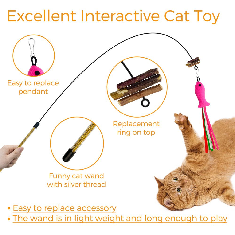 Lepawit Cat Wand Teaser Toy with Feather Replacements Interactive Cat Toys for Indoor Cats & Kitten Animals & Pet Supplies > Pet Supplies > Cat Supplies > Cat Toys Lepawit   