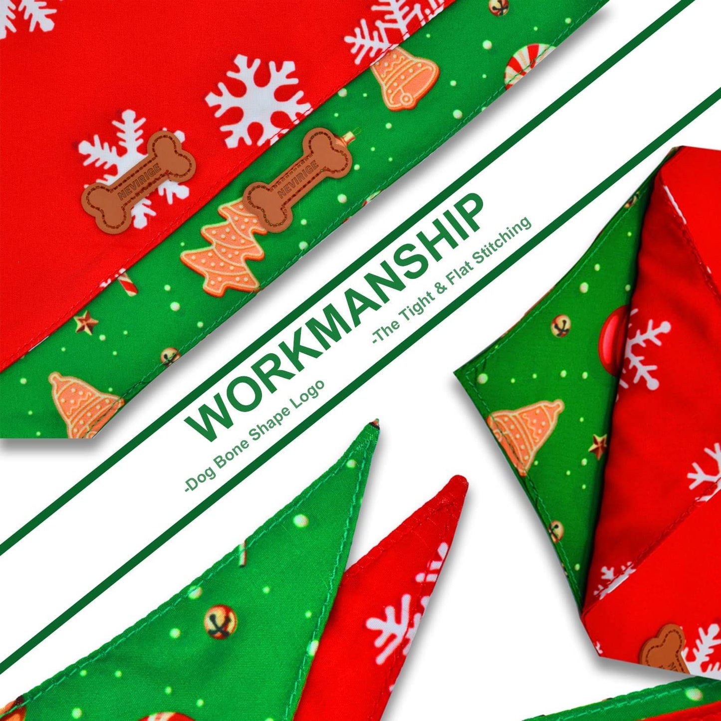 Dog Christmas Bandana,Nevirige Dog Bandanas Boy/Girl Breed 2 Pcs,Reversible Triangle Dog Scarf Bibs for Large Medium Dogs Animals & Pet Supplies > Pet Supplies > Dog Supplies > Dog Apparel NEVIRIGE   