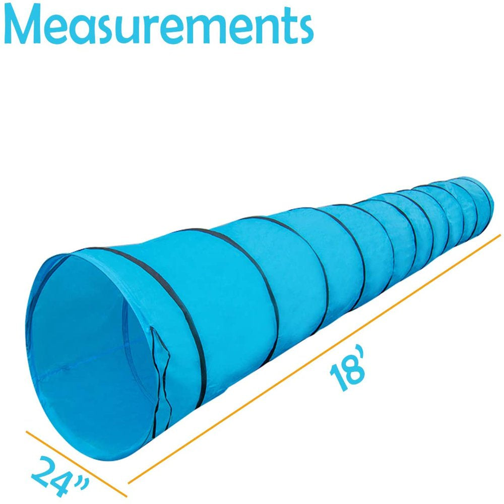 Houseables Dog Agility Training Tunnel, 18 Ft Long, 24" Open, Blue, 1 Pk, Polyester, Play Tunnels for Training Small & Medium Dogs, Park Playground Toy, Large Obstacle Course, Pets, W/ Carrying Case Animals & Pet Supplies > Pet Supplies > Dog Supplies > Dog Toys Houseables   