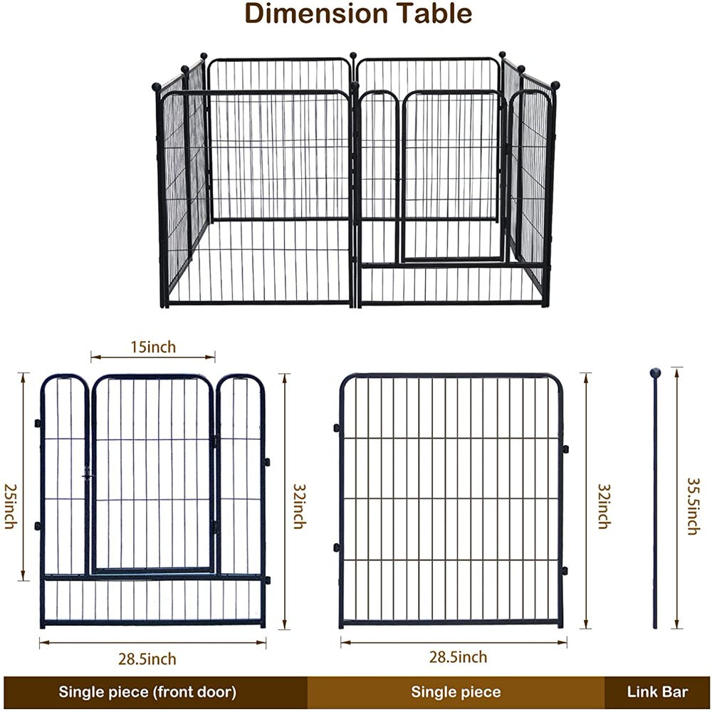 Dog Playpen,32 Inch Height in Heavy Duty,Folding Indoor Outdoor Dog Exercise Fence, Portable Pet Playpen with Door for Large Medium Dogs - Silver Gray Animals & Pet Supplies > Pet Supplies > Dog Supplies > Dog Kennels & Runs Generic   